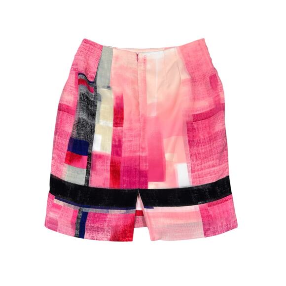 White House Black Market Watercolor Print Skirt Size 10 Abstract Colorblock Mini - Picture 6 of 7